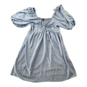 Sim & Sam Blue Puff‎ Sleeve Mini Dress Size M